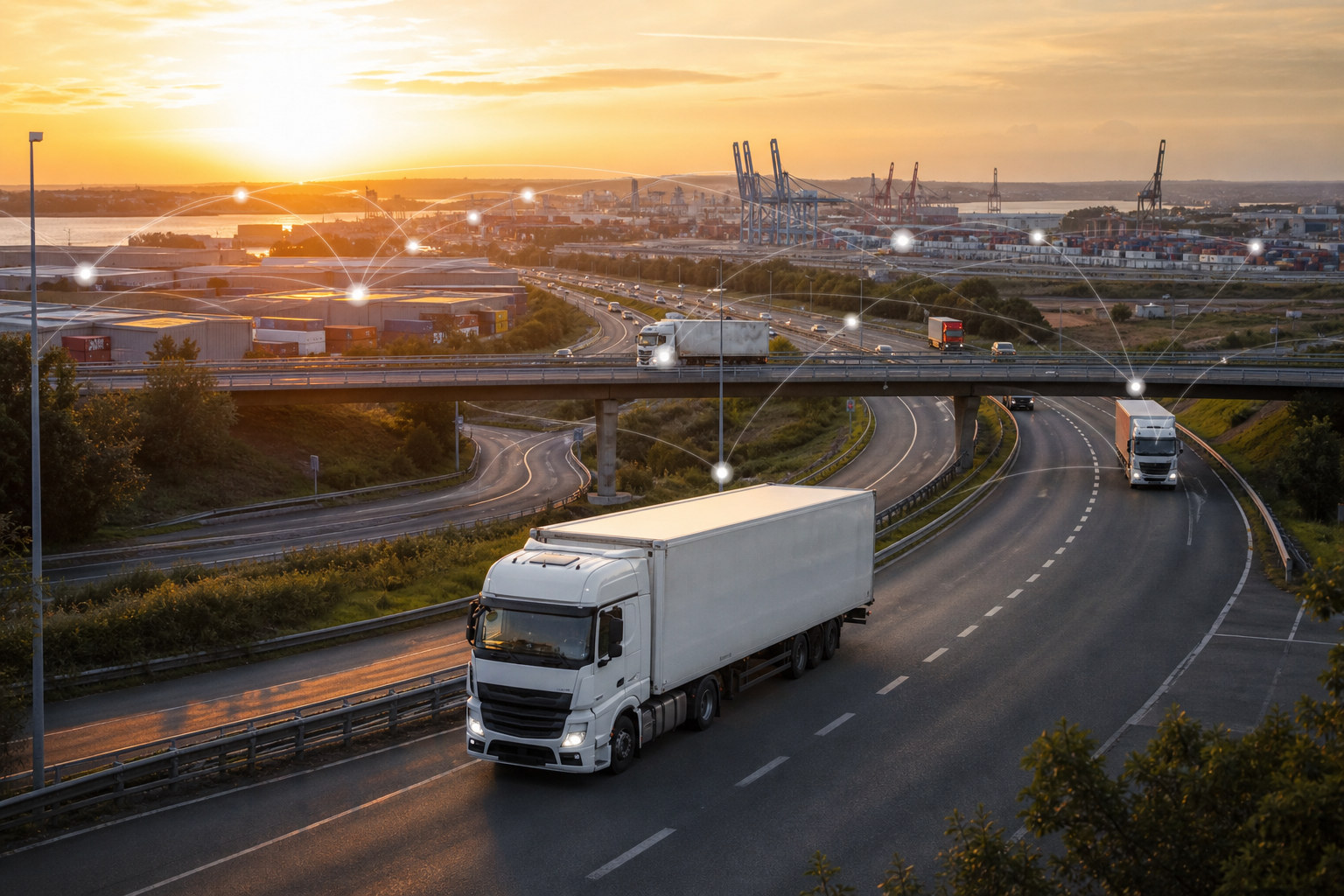 Modern Freight Trucks Connecting Logistics Hubs Across UK and Europe Modern Freight Trucks Connecting Logistics Hubs Across UK and Europe