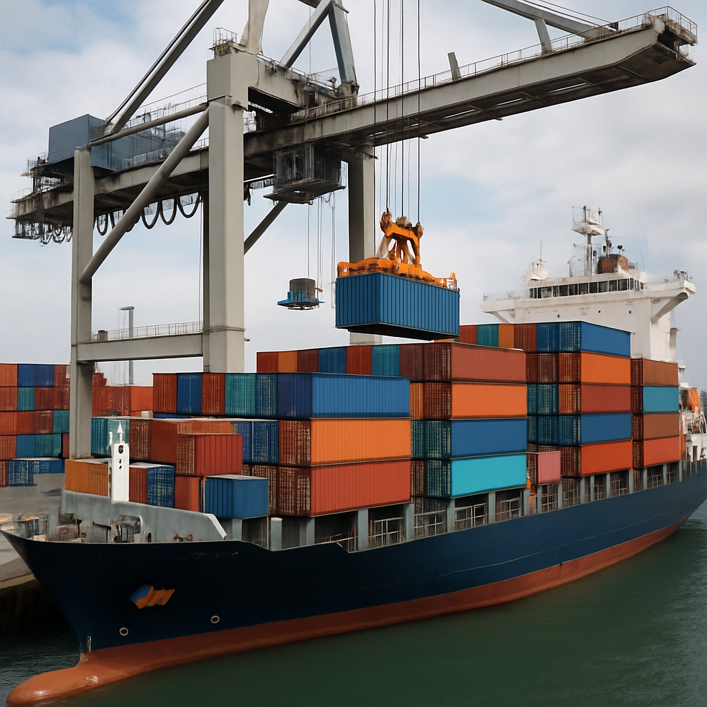 boat loading containers  improved real life photo