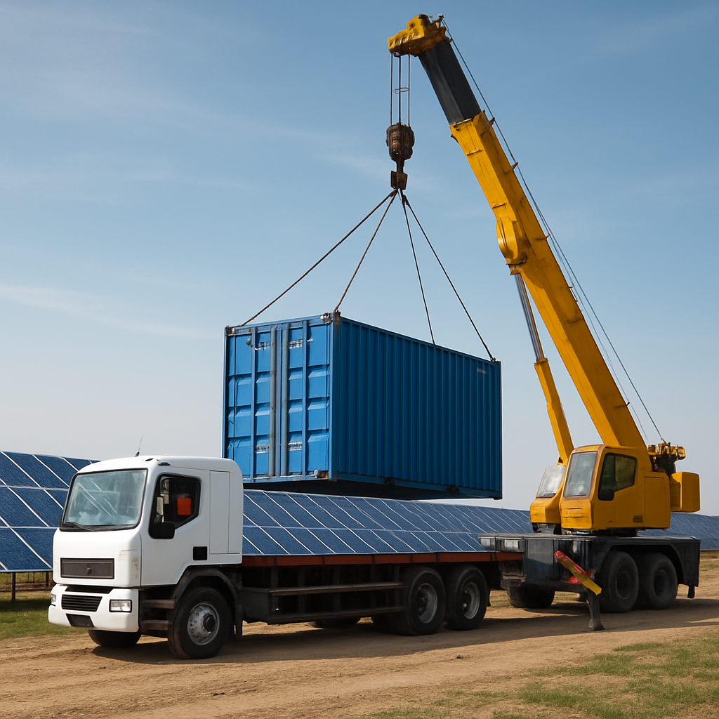 delivery of container to solar farm plus separate crane-1