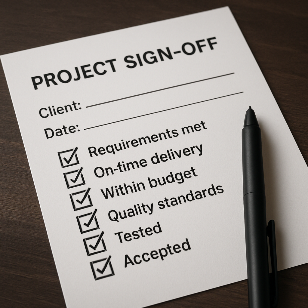 project sign off confirming delivery multiple tick boxes-1