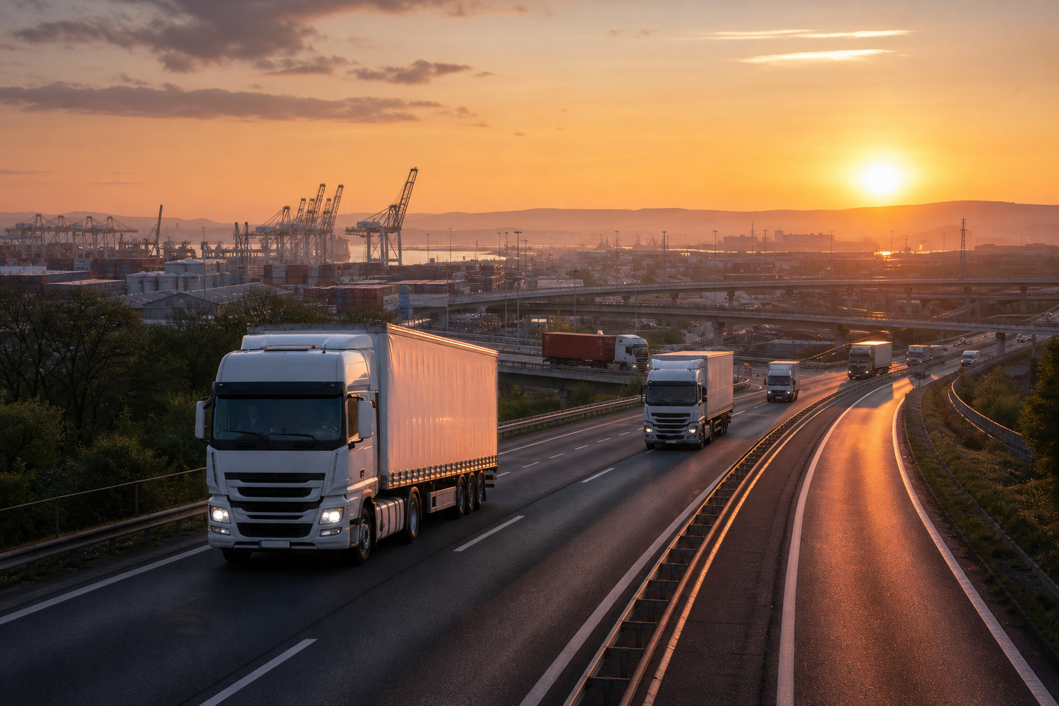 Cinematic European Freight at Sunrise Cinematic European Freight at Sunrise