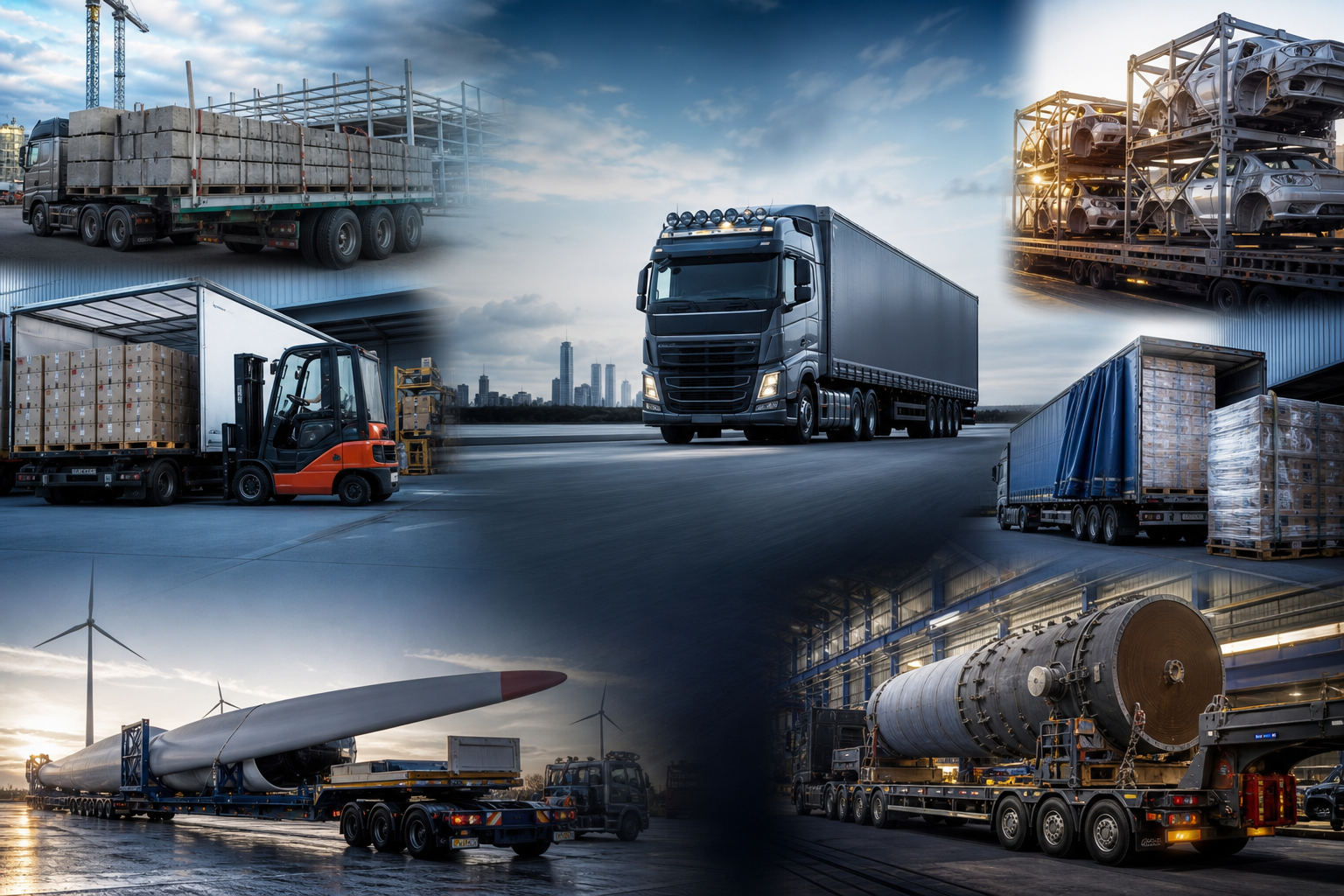 Corporate Freight Collage with Industrial Transport Elements Corporate Freight Collage with Industrial Transport Elements