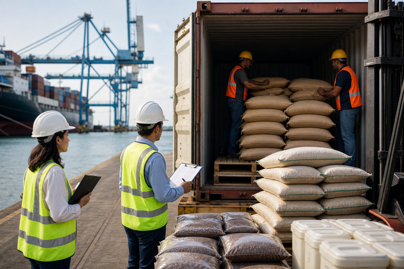 Dry Food Container Loading at Port