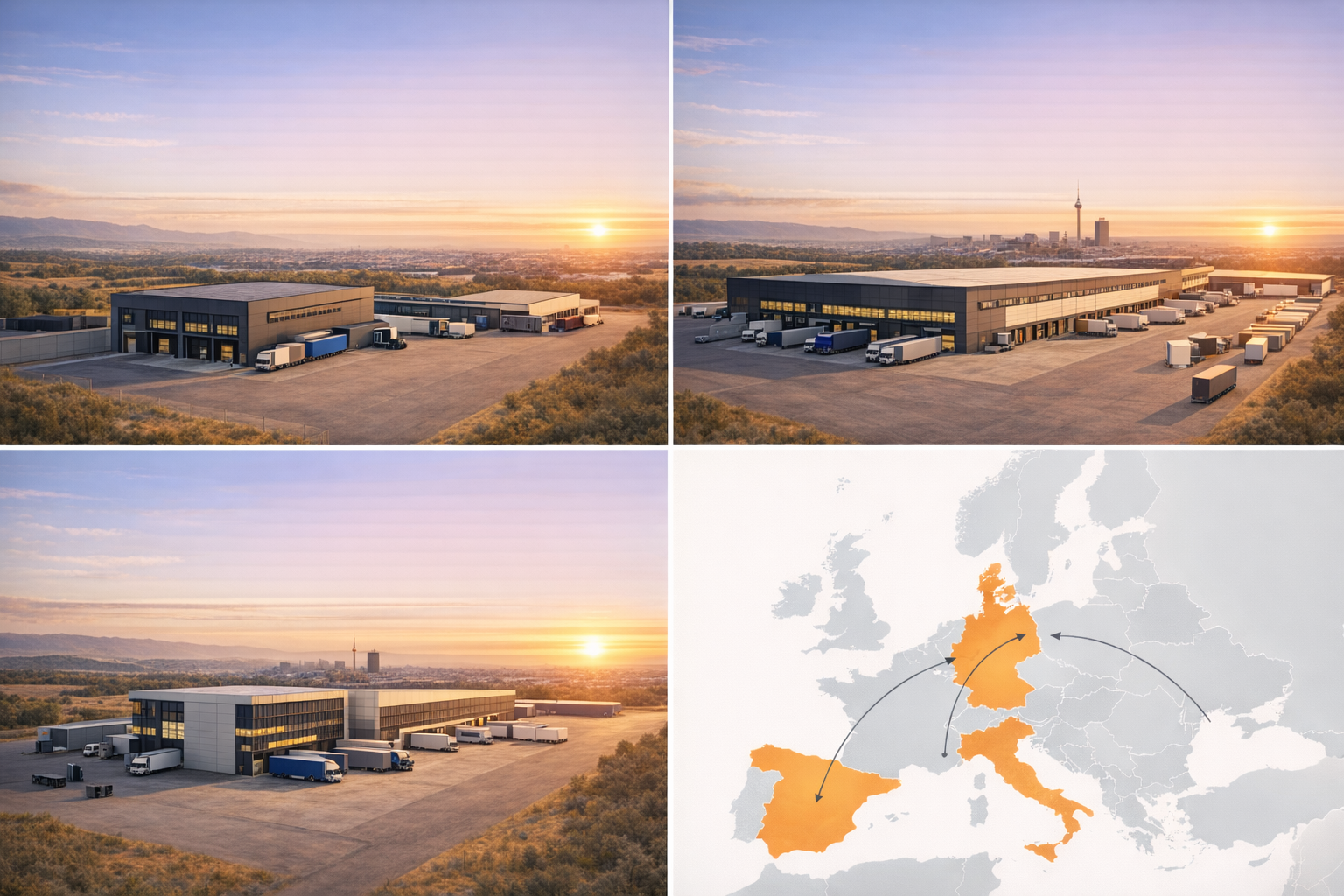 European Storage Network with Warehouse Map and Arrows-1