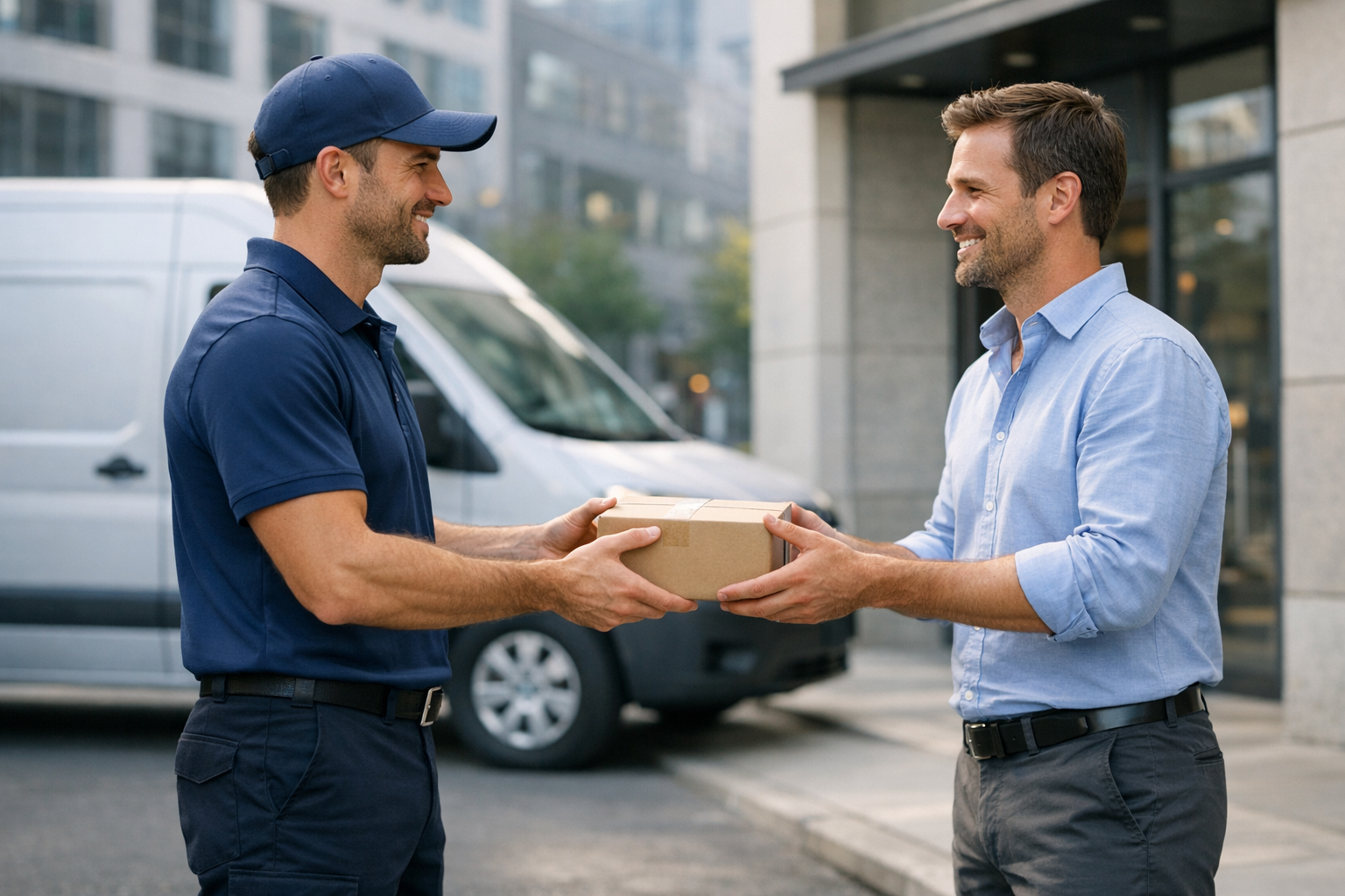 Express Courier Handing Over Package