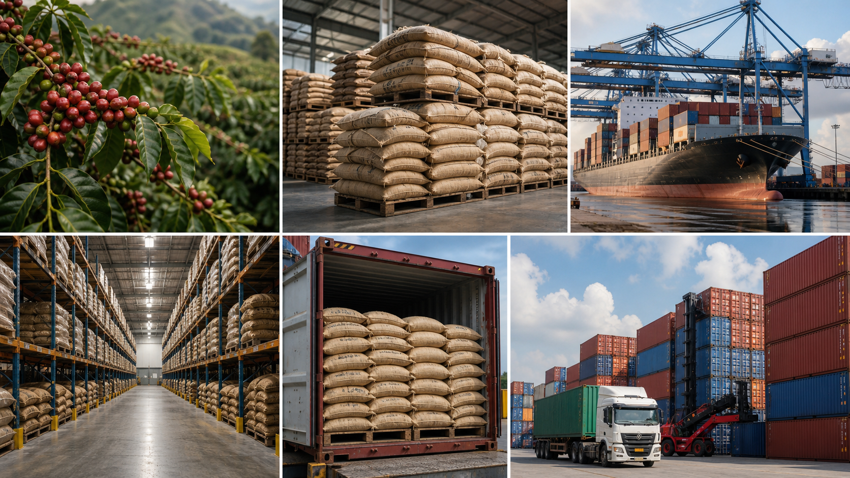 Global Coffee Supply Chain in Logistics Warehouse
