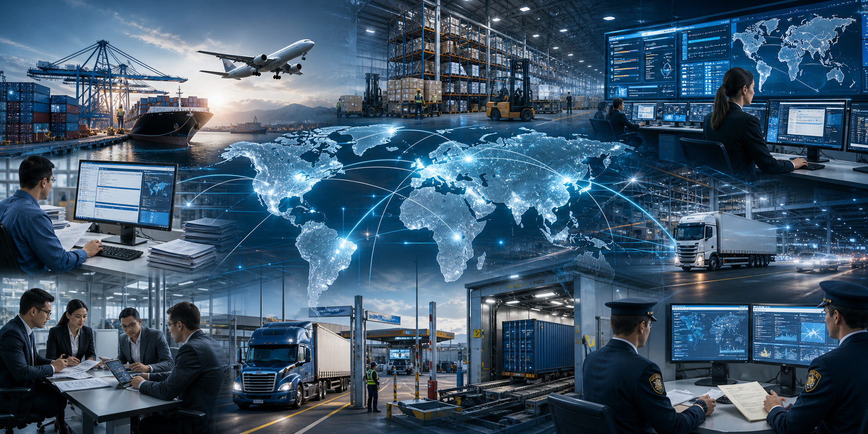 Global Freight Clearance Process with Digital Trade Dashboard and Logistics Netw