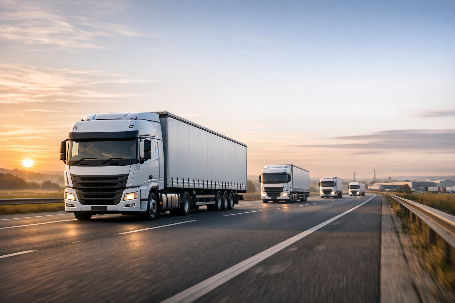 Modern Freight Fleet on Sunset Highway