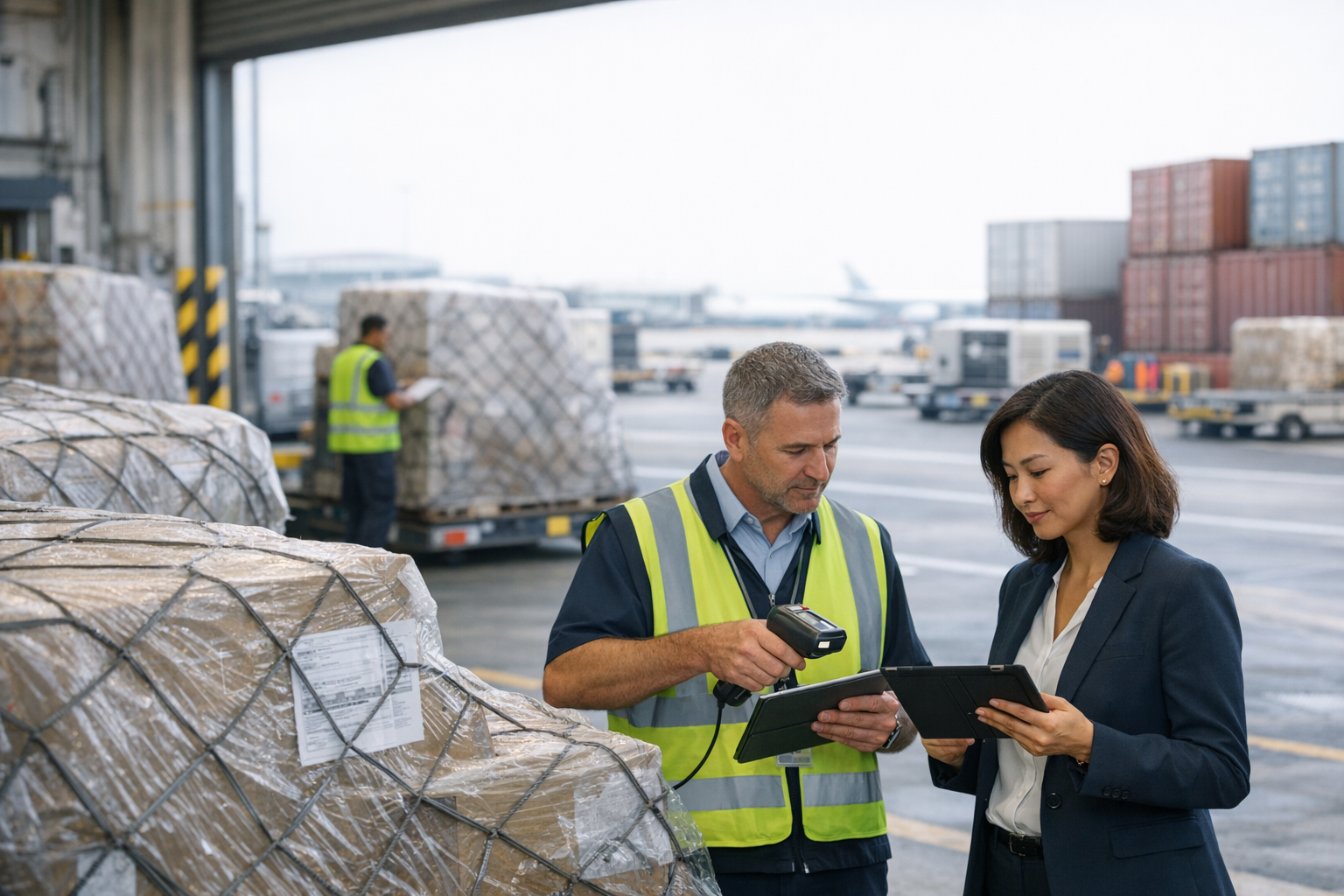 Modern Logistics Hub with Digital Customs Processing and Cargo Inspection