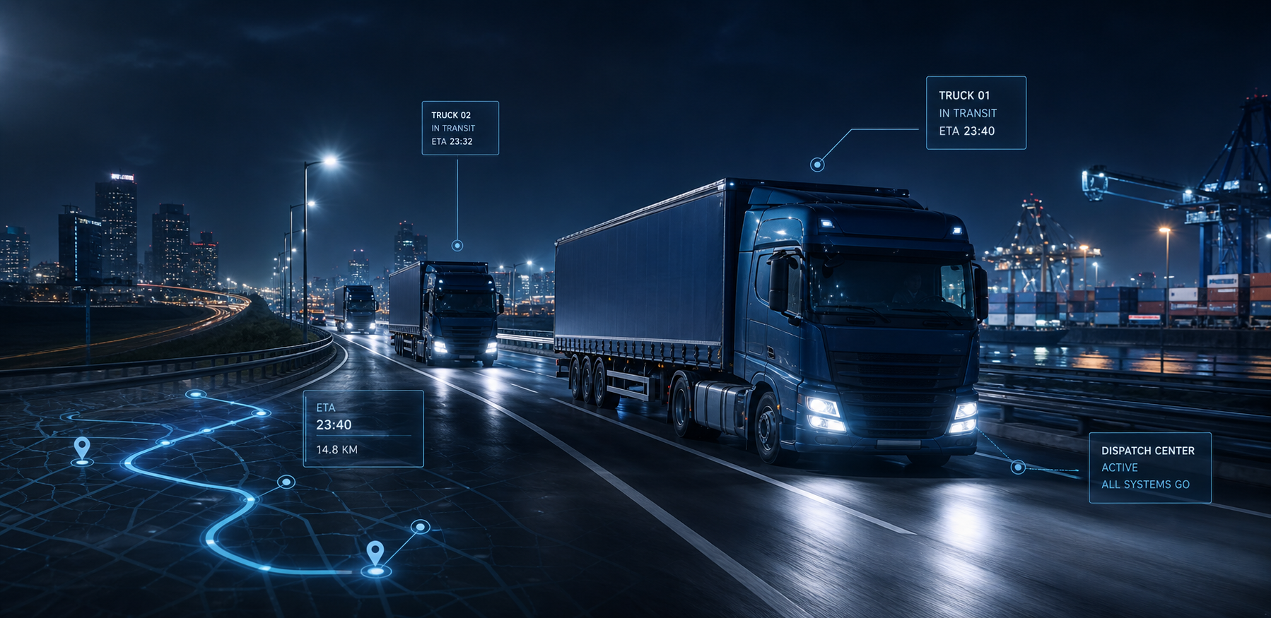 Nighttime Freight Operation with Digital Tracking Overlays