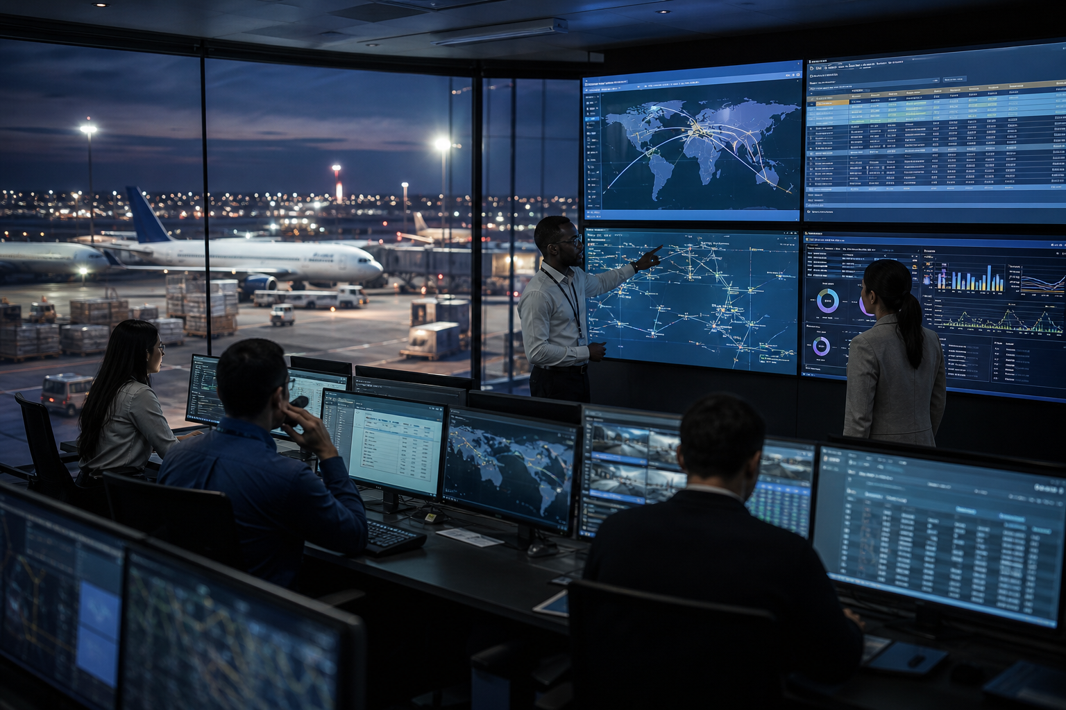 Premium Logistics Control Room Over Airport Cargo Operations Premium Logistics Control Room Over Airport Cargo Operations