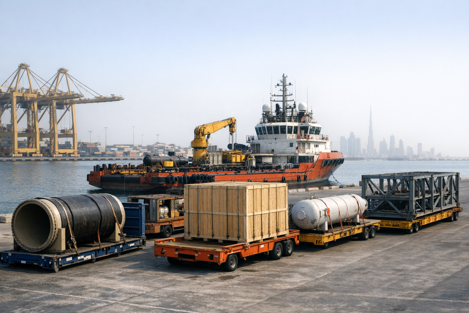 Project Cargo Awaiting Loading at Dubai Port