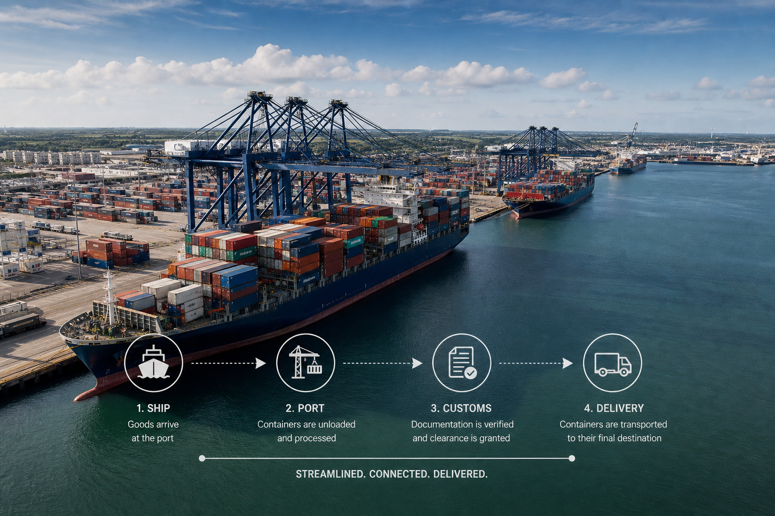 UK Container Port Logistics Process Infographic