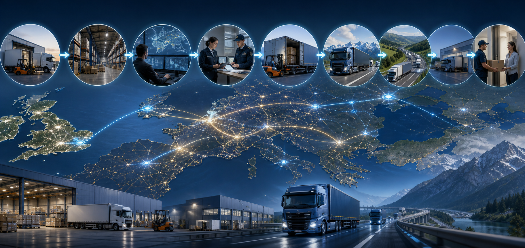 UK to Europe Freight Logistics Process Infographic UK to Europe Freight Logistics Process Infographic